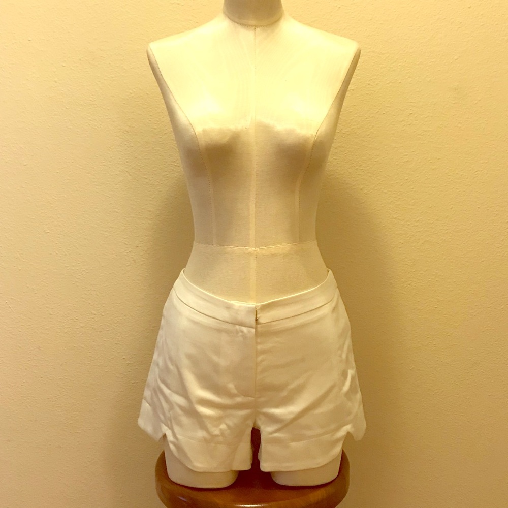 New White Satiny Shorts with Side Notches